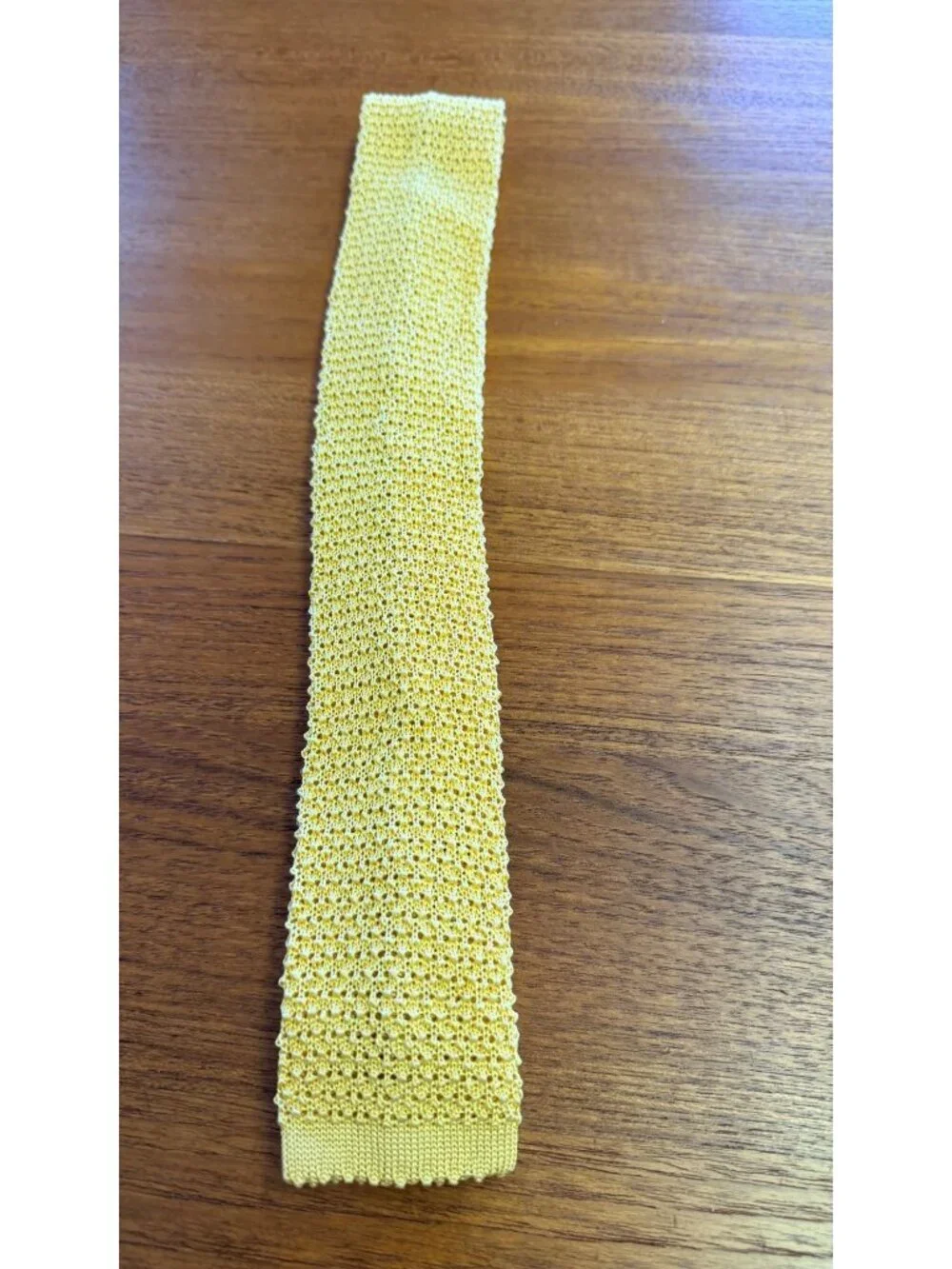 Vintage Polo By Ralph Lauren Yellow Knit Silk Tie Square End Made In Italy